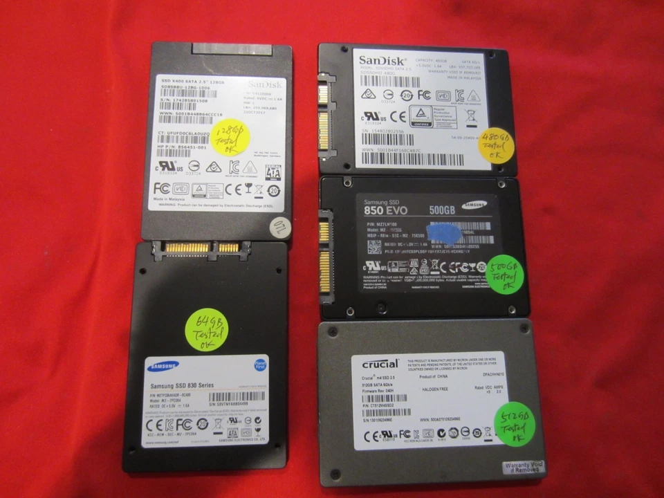 Лот из 10шт Crucial, Samsung, SanDisk, 512GB/500GB/240GB SATAIII 6Gb/s 2,5" SSD - Изображение 3 из 4