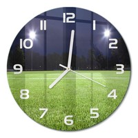 Dekorative Runde Wanduhr Aus GehäRtetem Glas FußBallplatz WeißE Zeiger Fi30 Cm