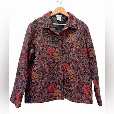 Vtg White Stag Tapestry Jacket Paisley Blazer Carpetbag Size XL