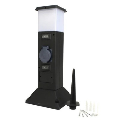 UNITEC Gartensteckdose mit Lampe Mehrfachsteckdose Gartenlampe