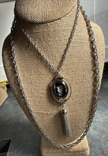 Vintage 30 Silver Tone Double Strand Glass Ca...