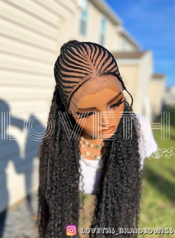 Ships next day(2days SHIPPING)Cornrow Full lace Braided wig,black knotless braid - Image 4 of 4