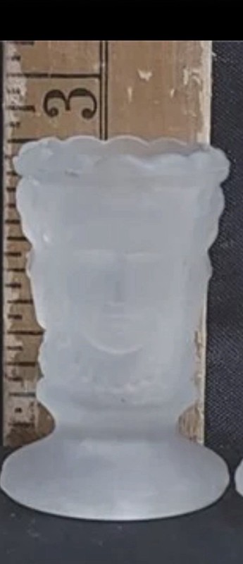 Vintage LG Wright 3 Face Frosted Glass Toothpick Holder