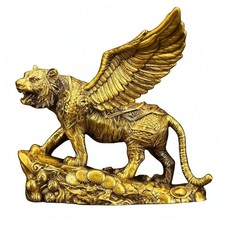 Gefl&uuml;gelter Tiger Goldfarben Tigerfigur mit Fl&uuml;geln Detailliert