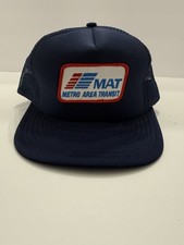 Vintage 90’s Metro Area Transit MAT Snap Back Trucker Hat Blue NEW