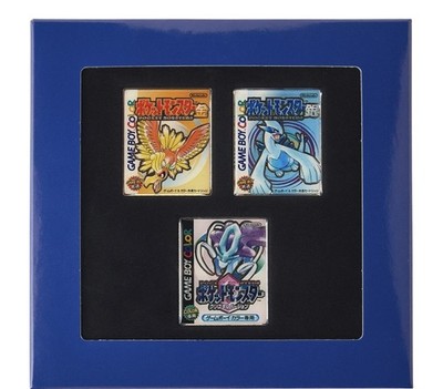 Pokemon Center Japan Gold Silver Crystal Game Boy Color Package Pin Badge Set