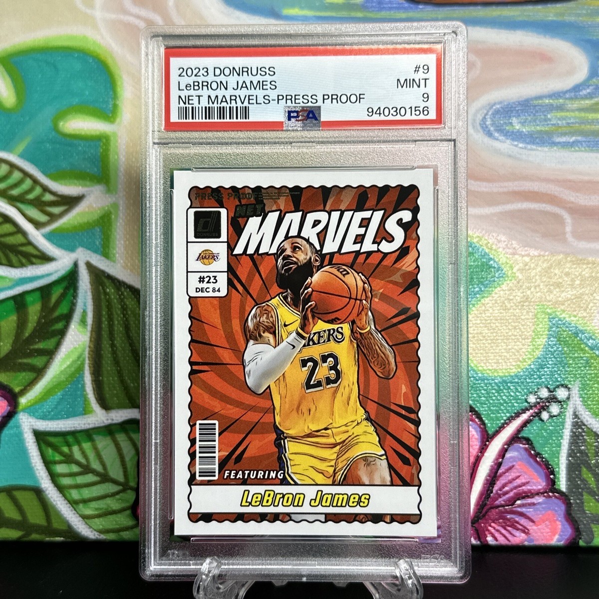 2023 Donruss #9 LeBron James Net Marvels Gold Press Proof PSA 9 LA 