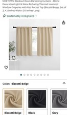 NICETOWN Curtains - Home Decoration Privacy Biscotti Beige, Set Of 2, 42  x 30  