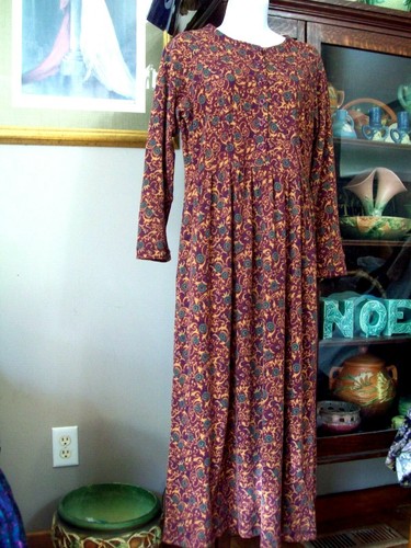 Vestido LL Bean Botón Frontal Imperio Cintura Tejido Emma Ewardian Disfraz Pequeño - Imagen 1 de 5