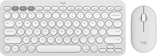 Pebble 2 Wireless Keyboard & Mouse Combo - Bluetooth, Quiet, & Portable - White - Afbeelding 3 van 11