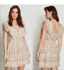 SABO Skirt Dress Womens S Kahlia Floral Print Ruffle Wrap Dress Puff Sleeve