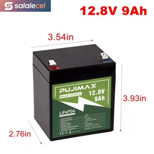 PUJIMAX 12V 9Ah LiFePO4 Lithium Battery 2000 Cycles Rechargeable Battery Solar