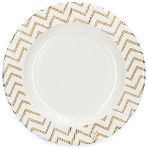 52-tlg. Set Einweggeschirr Zickzack-Motiv Gold 16 Personen | Restposten A-612 - Bild 4 von 4