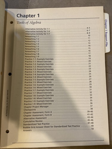 Algebra Chapter 1-5 Support Files Prentice Hall - Picture 9 of 10