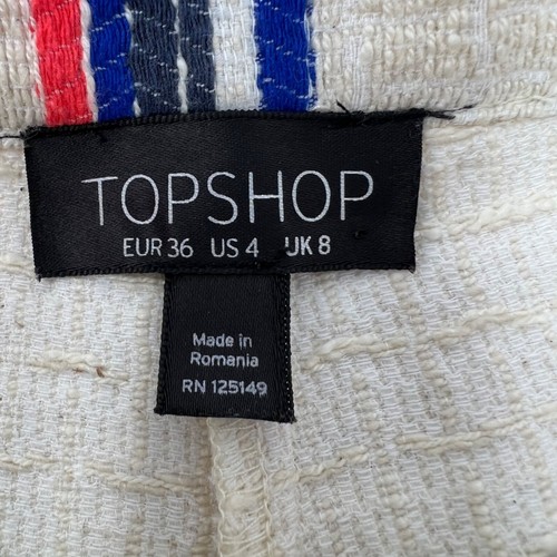 Topshop Textured Striped High Waisted Shorts Size 4 - Picture 3 of 4