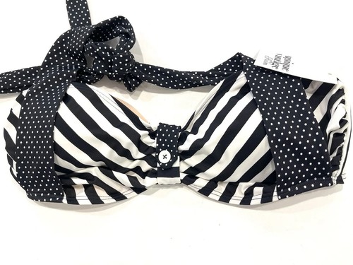 Top de bikini de natación vintage único a rayas con puntos para mujer talla XXL - Imagen 6 de 7