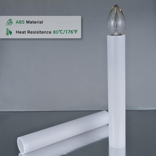 6 Pack 6 Inch Tall White Plastic Candle Covers Sleeves Candelabra Base E12 - Foto 7 di 7
