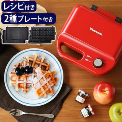 VWH-50-R ビタントニオ Vitantonio VWH-50-R Waffle & Hot Sandwich Baker 2-Pot Red AC 100V