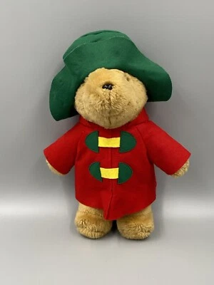 Paddington Bear Plush Red Felt Coat Green Hat Plush 14" Stuffed Animal Vintage - Image 1 of 4