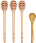 4PCS 6 inch Honey Dipper Sticks Honey Spoon, Wooden Honey Mixing Stirrer Honey