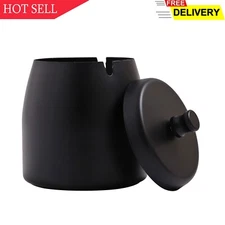 Ashtray with Lid for Cigarette, Stainless Steel Smokeless Odorless Windproof A..