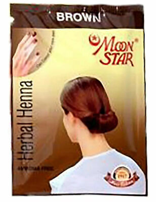 6X MOON STAR Herbal Henna Brown Hair Colour 10 Gms Each +1 free hair brush