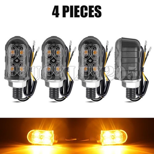 4X Motorcycle Mini LED Turn Signal Indicator Light Amber Blinkers Lamp Universal - Picture 5 of 12