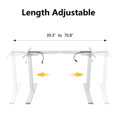 White Electric Stand Up Desk Frame Dual Motor Standing Height Adjustable Control - Picture 5 of 12