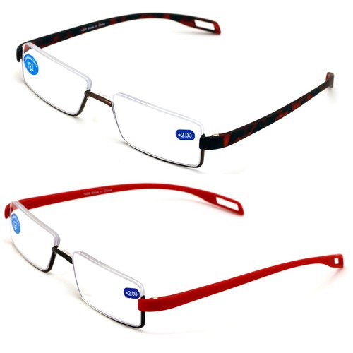 2 pares de gafas de lectura flexibles de medio borde delgado peso pluma con antiazul R - Imagen 4 de 10