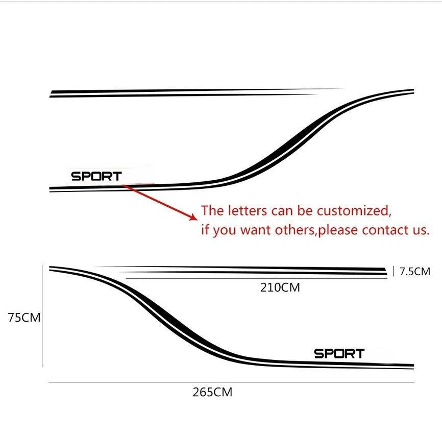 Calcomanías laterales gráficas de coche a rayas de carreras para Lexus IS250 RX300 línea de cintura Foto 4 de 4