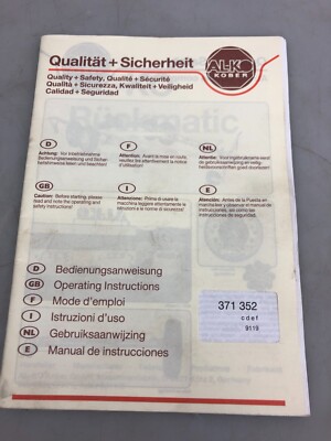 AL-KO KOBER Rückmatic Owners Manual 371352 C D E F 9119