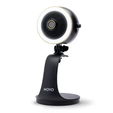 Movo WebMic HD Pro All-in-One Webcam with Microphone and Ring Light- 1080p HD---