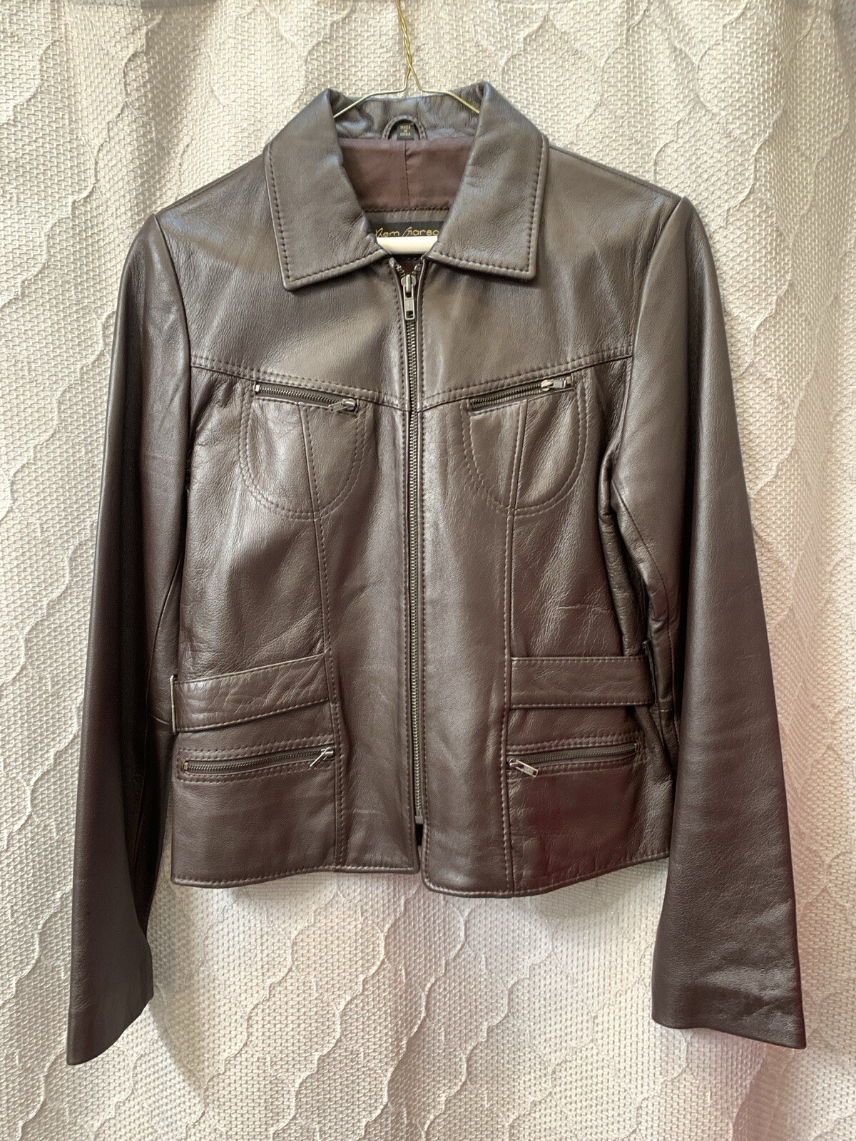 Genuine Leather Jacket Size Small. Dark Brown/chocolate Color