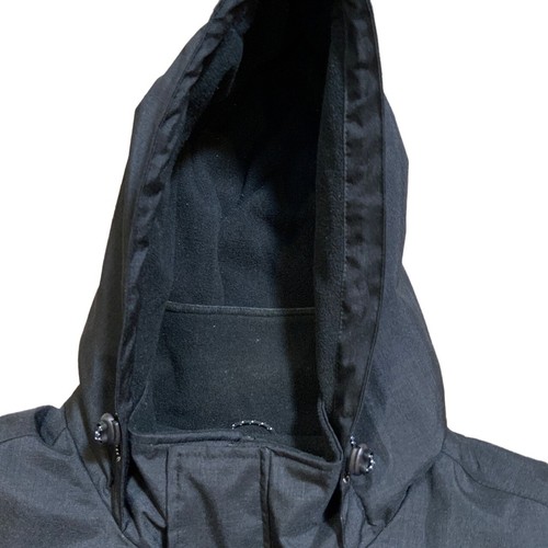 SWISS+TECH Black Hooded Zipper Snap Parka Jacket Large Gorpcore Grunge Normcore - Picture 2 of 13