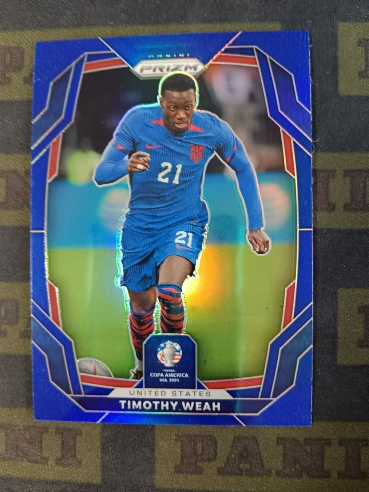 2024 Panini Prizm Copa America Timothy Weah Blue 17/110 USA USMNT Juventus Lille