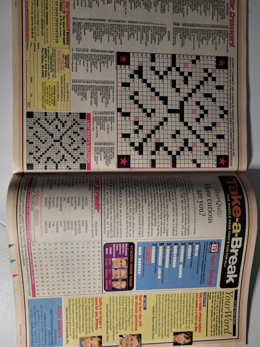 Star magazine x3 britney spears 2002 !! empty crosswords !! vintage set  tabloid