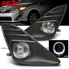 Halo Led Drl Fog Lights Black Chrome Bezel Lamp Fits 12-14 Toyota Camry Le Xle