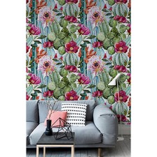 Cactus flowers white Home wall mural Traditional Non-woven wallpaper Wallcover