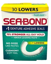 Sea Bond Lower Fresh Mint Denture Adhesive Seals 30ct