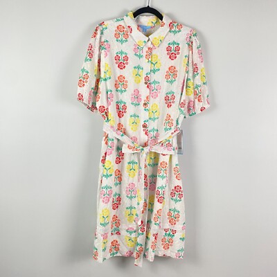 Draper James RSVP Ivory Floral Button-Down Eyelet Belted Dress 2X
