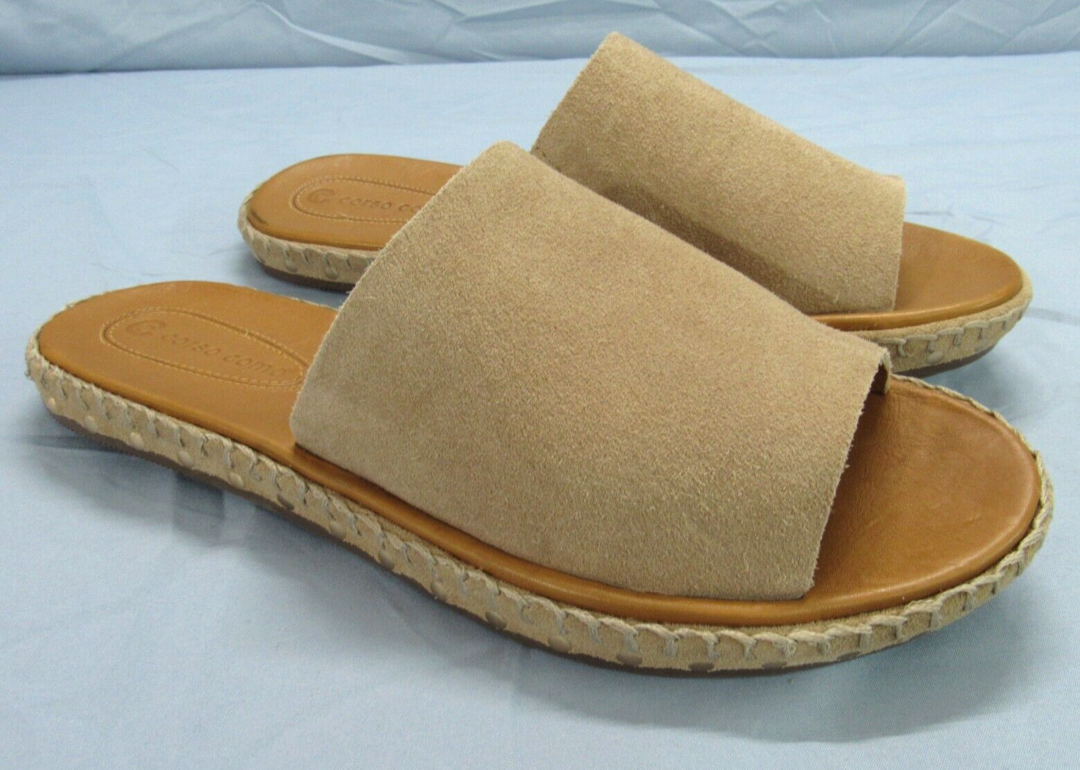 Corso Como Besti Beige Suede Studded Slip-On Flats Sandals Size 8M