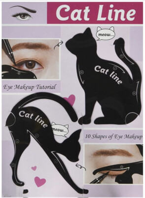 2pk Cat Eyeliner & Eyeshadow Stencils Template Shaper Tool Guide