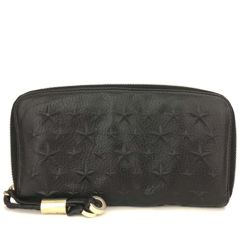 Jimmy Choo Filipa Star Embossed Leather Zip Around Long Wallet Black/8BD1090
