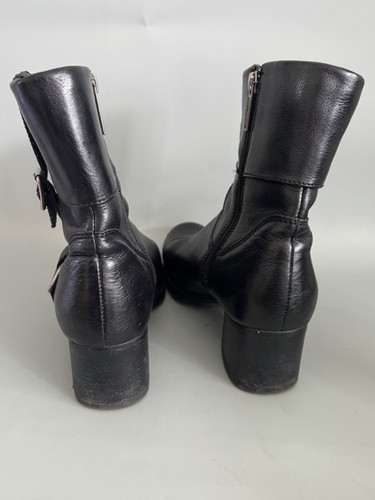Botas al tobillo Harley Davidson de cuero negras para mujer talla 8 cremallera lateral tacón grueso - Imagen 7 de 10