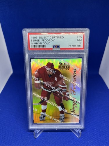 1996-97 Select Certified Sergei Fedorov #55 Mirror Gold /30 PSA 7 NM - Picture 2 of 13