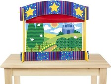 Melissa  Doug Tabletop Puppet Theater with Roll-Up Velvet Curtain Easy Assemble