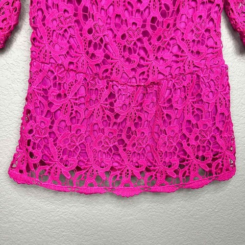 Banjul Size Large Pink Crochet Lace Overlay Slightly Off Shoulder Top - Picture 5 of 10