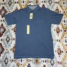 Woolrich Polo Shirt Mens Medium Blue Cotton Short Sleeve Casual Pocket Front