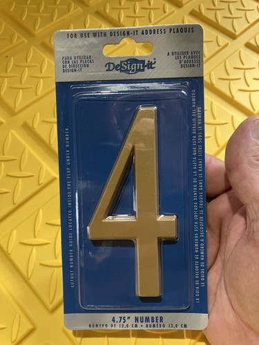 (WhiteHall) DeSign-it ADDRESS PLAQUE #4 SATIN BRASS 4.75" - Picture 3 of 4