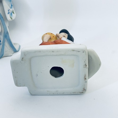 Vintage Porzellan Geisha Figur 2 Mädchen Fan Trommel Paar Ornamente handbemalt - Bild 9 von 18